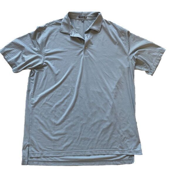 Peter Millar Men's Summer Comfort Polo Shirt Size XL‎ Gray White Striped - Picture 1 of 5